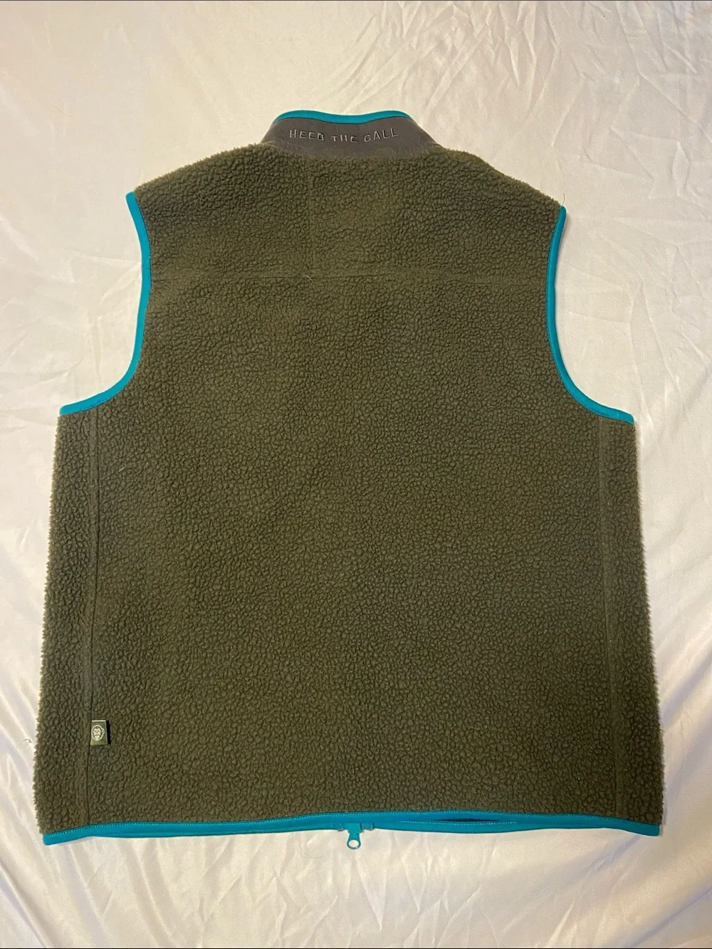 Howler Brothers Olive Sherpa Vest with Turquoise Trim
